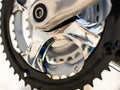 Stylish new chainwheel on bicycle