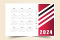 stylish 2024 new year calendar template with months and dates