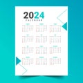 stylish 2024 new year monthly calendar template for office desk or wall