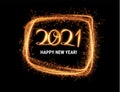 Stylish 2021 New Year vector background with sparkling number 1. Royalty Free Stock Photo