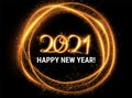 Stylish 2021 New Year vector background with sparkling numbers. Royalty Free Stock Photo