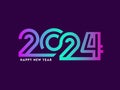 Stylish 2024 Number on Purple Background for Happy New Year