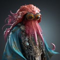 Stylish Octopus Creature: A Fantastical Dieselpunk Costume Design