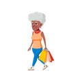 stylish old woman shopping in fashion store cartoon vector Royalty Free Stock Photo