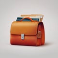 Stylish Orange Briefcase Icon with Business Documents Royalty Free Stock Photo