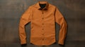 Stylish Orange Button Down Shirt Mockup On Dark Bronze Background Royalty Free Stock Photo