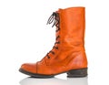 Stylish orange leather boot