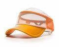 Stylish Orange And White Visor Cap With Transparent Shield On A White Background Royalty Free Stock Photo