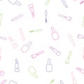 Stylish outline beauty icons. Seamless pattern symbols on a white background.