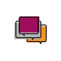 stylish overlapping square shape of speech bubble chat graphic vector logo design