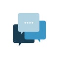 stylish overlapping square shape of speech bubble chat graphic vector logo design