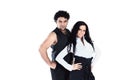 Portrait of a stylish pair of dancers on a white background