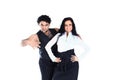 Portrait of a stylish pair of dancers on a white background