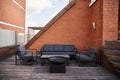 A stylish patio featuring a comfortable Royalty Free Stock Photo