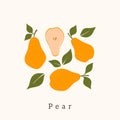 Stylish Pear vector design. Contemporary art print.