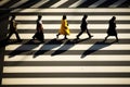 Stylish people walking on large pedestrian crossing in city center of Japan