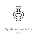 Stylish perfume bottle icon. Thin linear stylish perfume bottle outline icon isolated on white background from shapes collection. Royalty Free Stock Photo