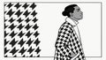 Stylish Person in Houndstooth Jacket with Abstract Pattern, vector design Generative AI Royalty Free Stock Photo