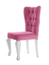 Stylish pink chair on white background. Royalty Free Stock Photo