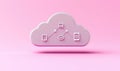 A stylish pink cloud icon representing cloud storage and data connectivity in modern digital environments Royalty Free Stock Photo