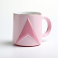 Stylish Pink Coffee Mug With Metal Triangle Design