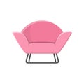 Stylish pink comfortable modern armchair in flat style isolated on white background. Part of the interior of a living Royalty Free Stock Photo