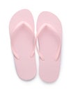 Stylish pink flip flops on white, top view. Beach object Royalty Free Stock Photo