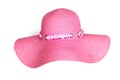 Stylish pink hat isolated on white