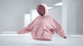 A stylish pink hoodie floating in a minimalist, modern setting. Royalty Free Stock Photo