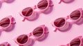 Stylish Pink Sunglasses Array on Pastel Background for Chic Summer Accessory Theme