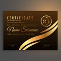 Stylish premium certificate design in golden color