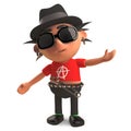 Stylish punk rocker wearing a trilby hat, 3d illustration