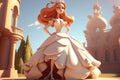 stylish puppet princess in a fluffy dress 3D character - aI generated