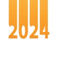 Stylish puristic graphic disgn with number 2024, New Year concept