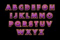 Stylish purple alphabet vector. abc color abstract