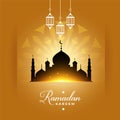Stylish ramadan kareem mosque greeting design