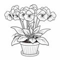 Stylish And Realistic Flower Pot Coloring Page For Felinecore Enthusiasts