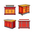Set of  Stylish Realistic Kitchen Island for Cooking Royalty Free Stock Photo