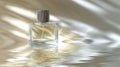 A stylish rectangular perfume flacon rests elegantly on a still surface, reflecting light beautifully Royalty Free Stock Photo