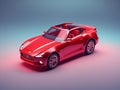 stylish red car isolated on gradient background 3d transportation Royalty Free Stock Photo