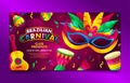 Red Carnival Brazilian Festival banner or social media cover template design