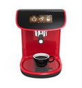 Stylish red coffee machine with touch screen