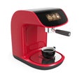 Stylish red coffee machine with touch screen