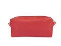 Stylish red cosmetic bag isolated on white Royalty Free Stock Photo
