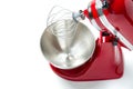Stylish Red Kitchen Mixer With Clipping Path Isolated On White Background. Professional steel electric mixer with Metal Whisk Royalty Free Stock Photo