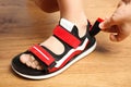 Stylish red sandals with velcro Royalty Free Stock Photo