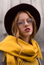 stylish redhead girl in eyeglasses Royalty Free Stock Photo