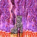 Stylish Retro platform zebra boots on party tinsel background. New year`s clubbing mood. Merry christmas. Holiday. Fashion and Royalty Free Stock Photo