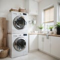 Stylish room interior with washing machine Design idea