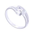 Stylish S-shaped platinum, white golden or silver ring. Beautiful shiny accessory.